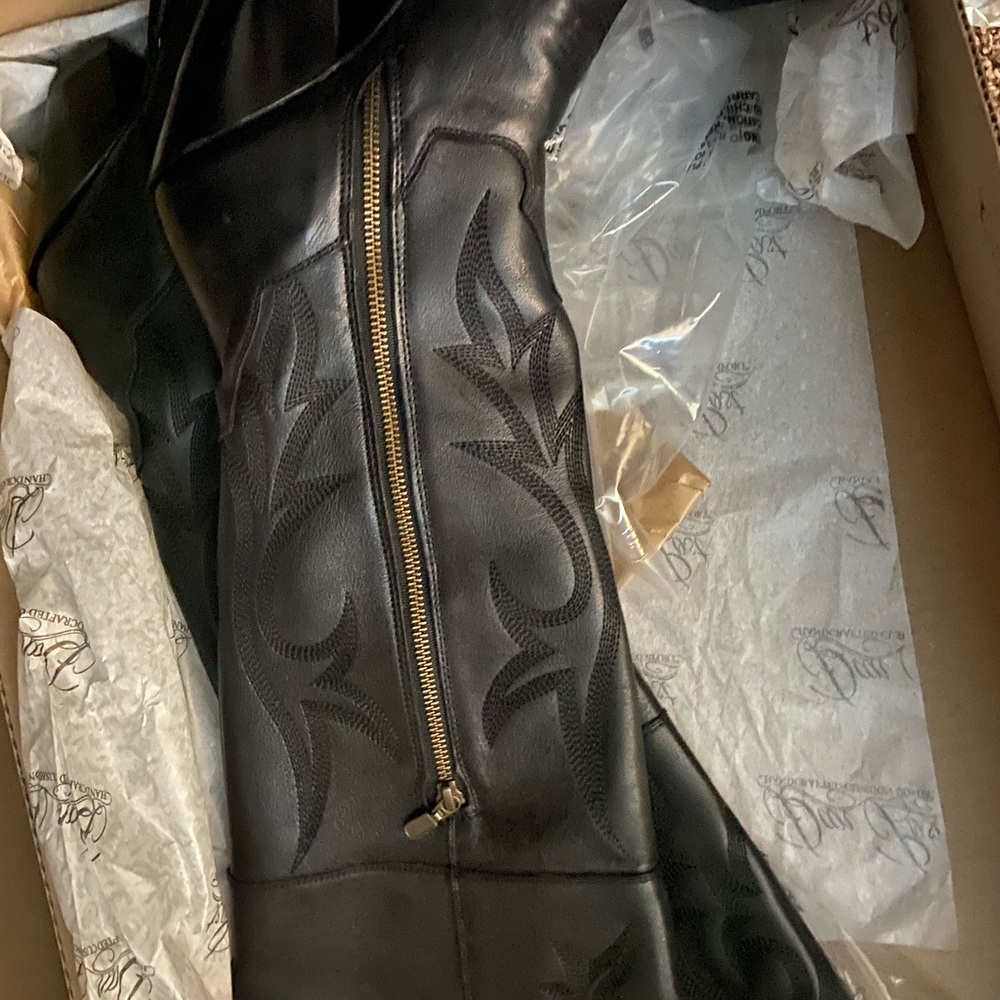 Dan Post Jilted knee boots size 8 black. Lightly worn.  (3x)